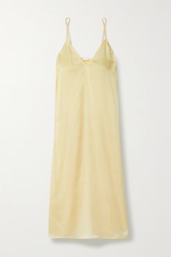 Tess Stretch-silk Satin Chemise - Pastel yellow