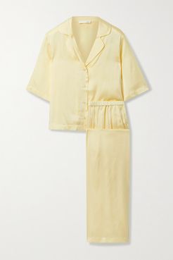 Tay Stretch-silk Satin Pajama Set - Pastel yellow