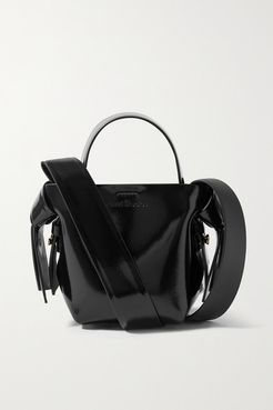 Micro Knotted Glossed-leather Shoulder Bag - Black