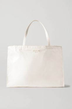 Printed Coated Cotton-blend Tote - White