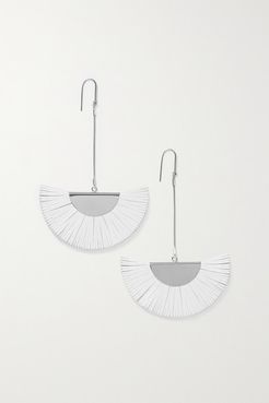 Silver-tone And Leather Earrings - White