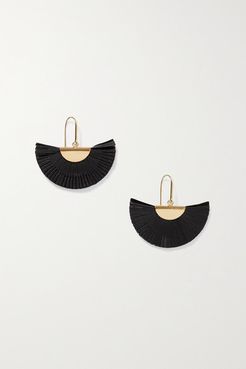 Gold-tone And Leather Earrings - Black