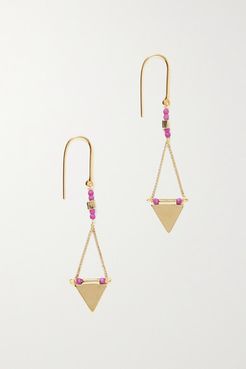 Rocio Gold-tone And Bead Earrings - Pink