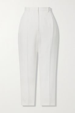 Cropped Grain De Poudre Wool Slim-leg Pants - White