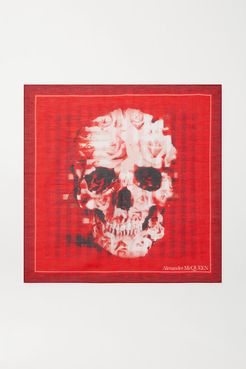 Printed Cotton And Silk-blend Scarf - Red