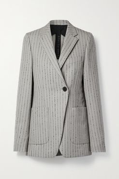 Jensen Embroidered Wool-blend Twill Blazer - Gray