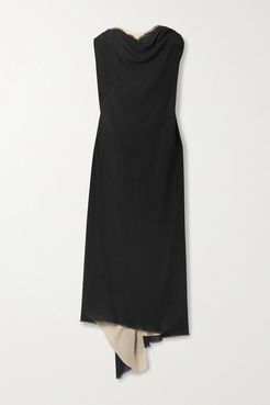 Axelle Draped Layered Wool And Silk Crepe De Chine Midi Dress - Black
