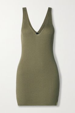 Naeva Ribbed Silk Tank - Dark green