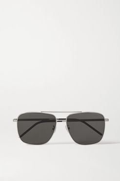 Aviator-style Silver-tone Sunglasses