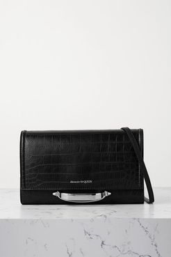 The Story Croc-effect Leather Shoulder Bag - Black