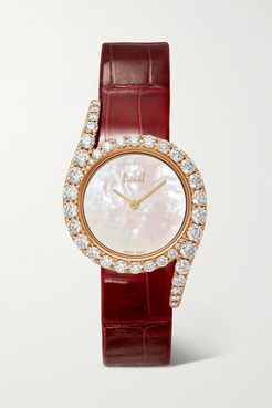 Limelight Gala 32mm 18-karat Rose Gold, Alligator And Diamond Watch