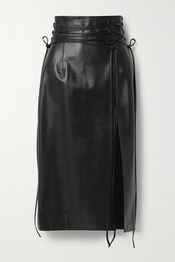 Lucerne Leather Midi Skirt - Black