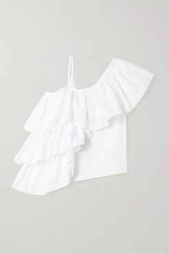 Net Sustain Rem'ade By Marques' Almeida Ruffled Cotton Top - White