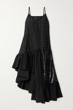 Net Sustain Rem'ade By Marques' Almeida Cotton And Sequined Tulle Dress - Black
