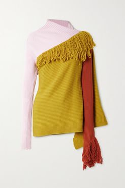 Net Sustain Rem'ade By Marques' Almeida Fringed Merino Wool Sweater - Pink