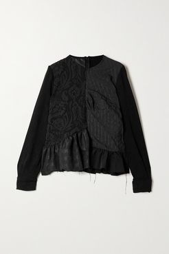 Net Sustain Rem'ade By Marques' Almeida Oversized Jacquard And Seersucker Blouse - Black