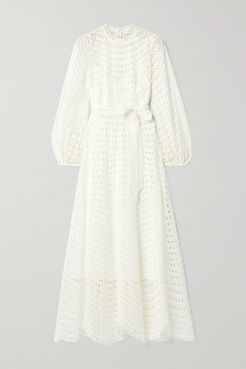 Poppy Broderie Anglaise Voile Maxi Dress - Ivory