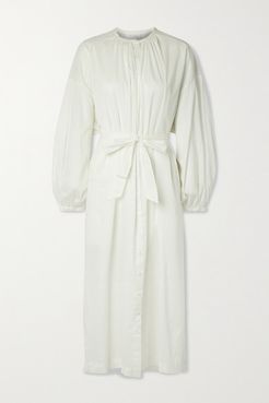 Mona Belted Cotton-voile Nightdress - White