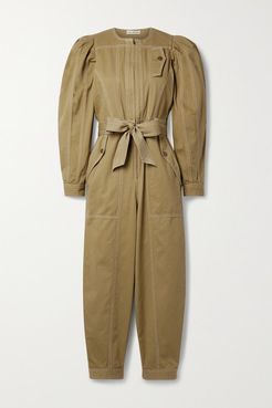 Leo Belted Cotton-twill Jumpsuit - Beige