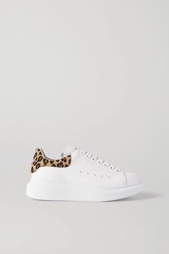 Leopard-print Suede And Leather Exaggerated-sole Sneakers - White