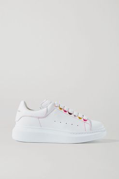 Leather Exaggerated-sole Sneakers - White