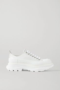 Leather Exaggerated-sole Sneakers - White