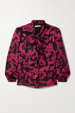 Alice Olivia - Jeannie Pussy-bow Devoré-chiffon Blouse - Pink