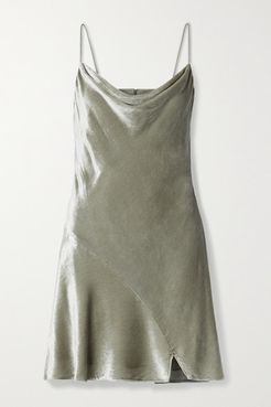 Alice Olivia - Carmelina Draped Velvet Mini Dress - Silver