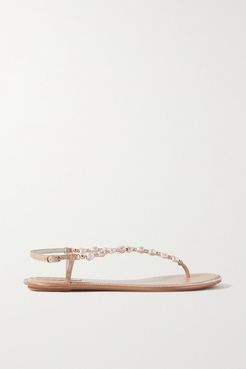 Cecile Embellished Leather Sandals - Neutral