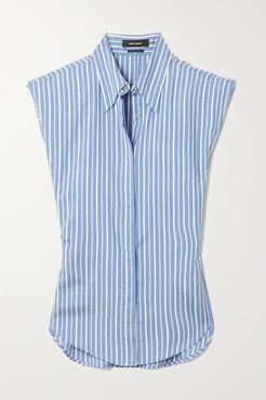 Enza Striped Silk Shirt - Blue