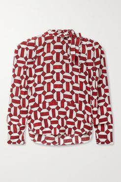 Artus Tie-neck Printed Stretch-silk Crepe Blouse - Red