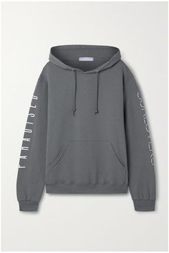 Net Sustain Printed Cotton-blend Jersey Hoodie - Anthracite