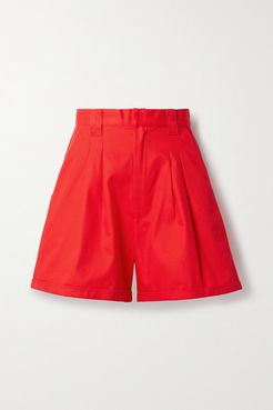 Net Sustain Jamie Pleated Cotton-twill Shorts - Red