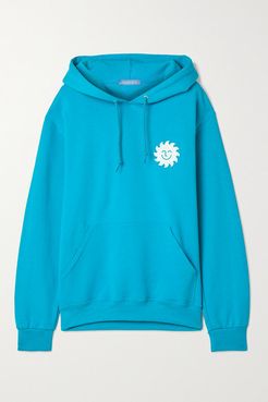 Net Sustain Printed Cotton-blend Jersey Hoodie - Turquoise