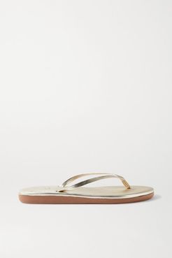 Saionara Metallic Leather Flip Flops - Gold