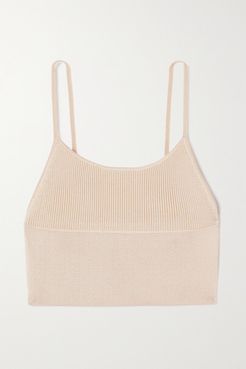 Density Cropped Ribbed-knit Top - Ecru