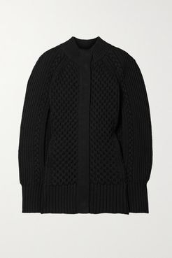Cable-knit Wool And Cashmere-blend Cape - Black