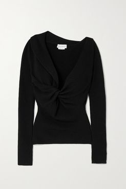 Twisted Ribbed Wool Sweater - Black