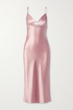 Cutout Silk-satin Midi Dress - Blush