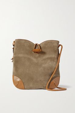 Tyag Leather-trimmed Suede Shoulder Bag - Beige