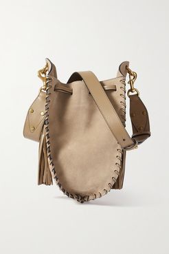 Radja Whipstitched Leather-trimmed Suede Bucket Bag - Beige