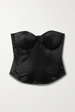 Hamptons Silk-blend Satin Bustier Top - Black