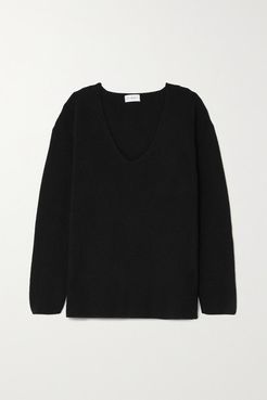 Eloise Ribbed Merino Wool And Cashmere-blend Sweater - Black