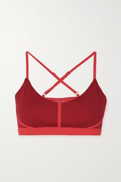 Corset Paneled Stretch Sports Bra - Merlot