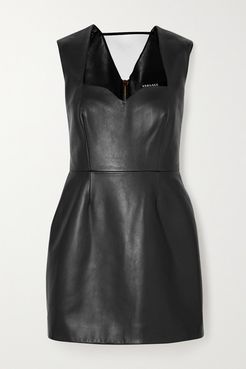 Paneled Leather Mini Dress - Black