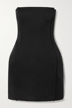 Strapless Crepe Mini Dress - Black