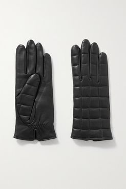 Aceline Quilted Leather Gloves - Black