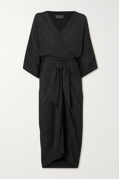 Ana Woven Wrap Dress - Black