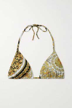 Printed Triangle Bikini Top - Gold