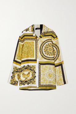 Printed Silk-twill Pajama Shirt - Gold